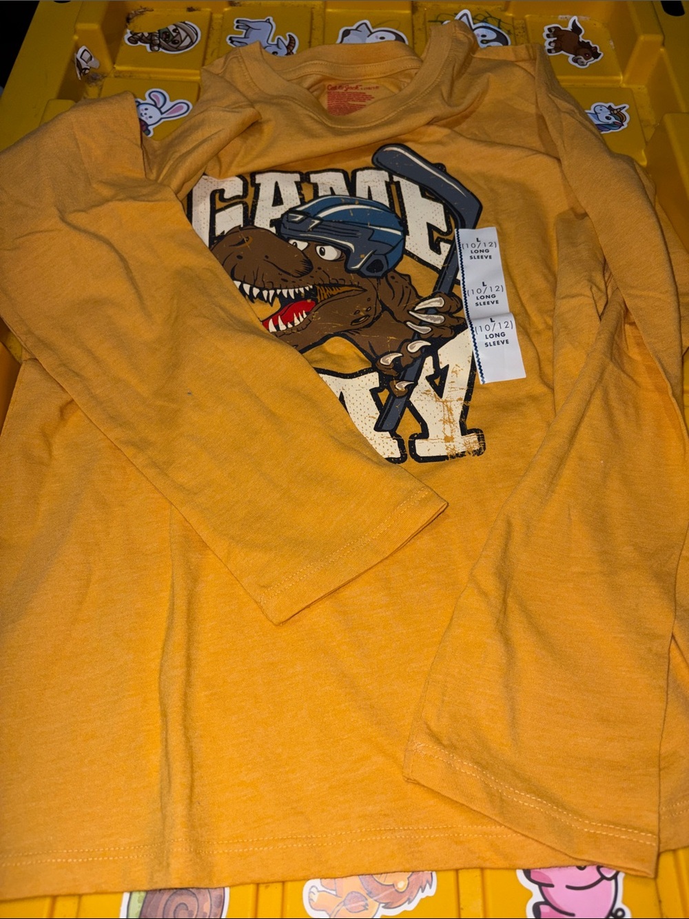 Cat & Jack Kids Long-Sleeve Dino Hockey Graphic Tee - Yellow